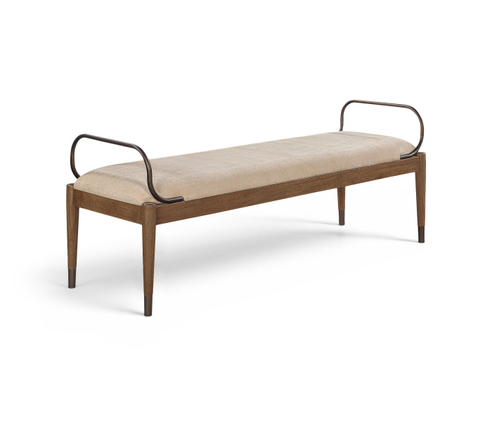 Cambria - Fabric Upholstered Bench - Beige / Brown