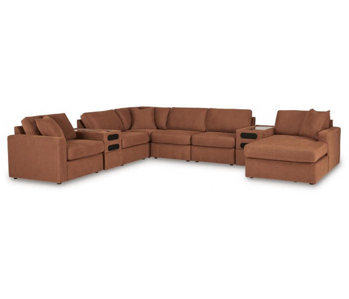 Modmax 8-Piece Sectional With RAF Corner Storage Chaise And 2 Audio Consoles Spice, 124"