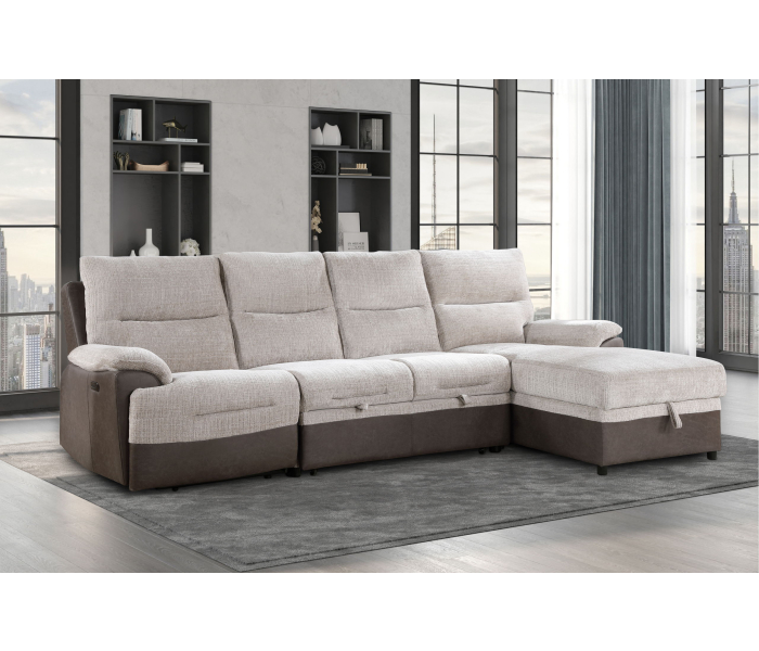 U3822 - Sectional With Pullout And USB - Beige /, 111"