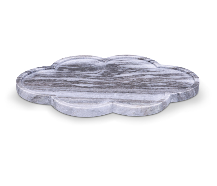 Rimini - Marble Clover Shaped Tray - Panda - Gray, 16"