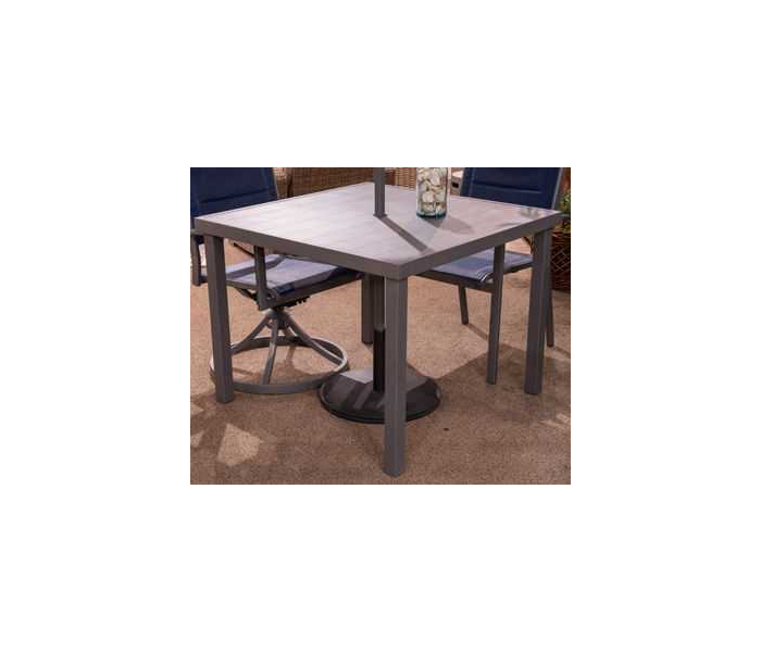 Rocky Creek Square Dining Table With Umbrella Option Gray, 38"
