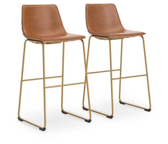 Ciabori - Tall Upholstered Barstool (Set of 2) - Brown / Gold