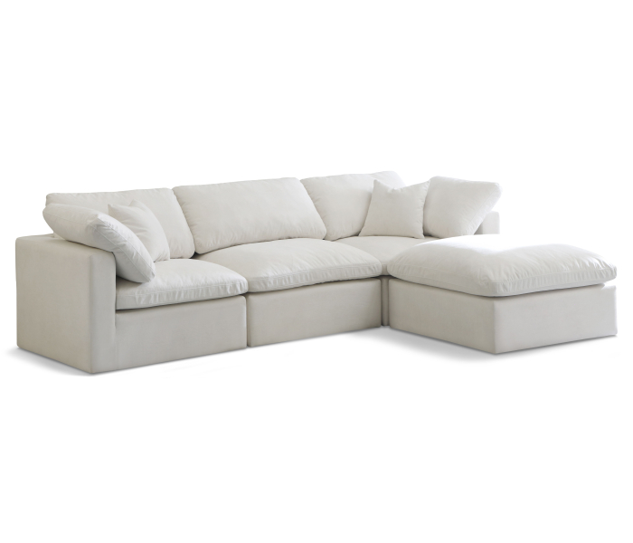 Plush - 4 Piece Modular Sectional With Chaise - Cream, 105"