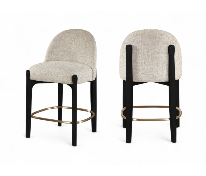 Torino - Fabric Upholstered Counter Stool (Set of 2) - Beige / Brushed - Beige