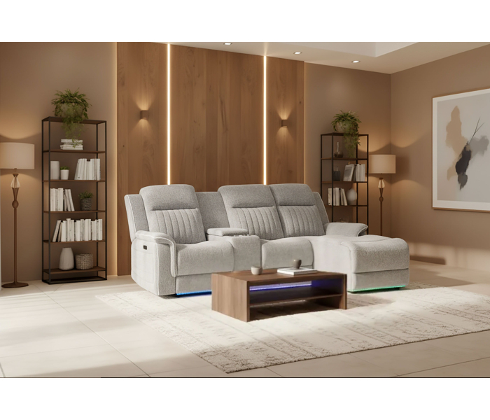 U8879 - Power Pushback Sectional With Multi Color LED And Global Surround Sound Speakers - Light - Gray, 66"