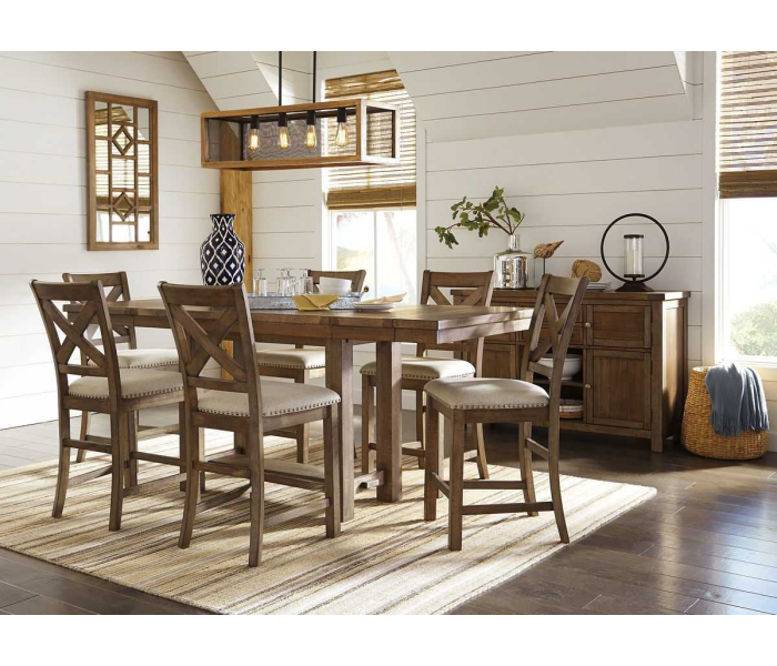 Moriville - Dark Gray - 8 Pc. - Counter Extension Table, 6 Barstools, Server