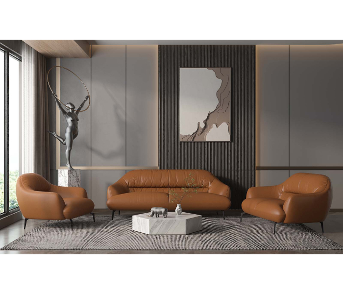 Leonia - Chair - Cognac Leather - Dark Brown