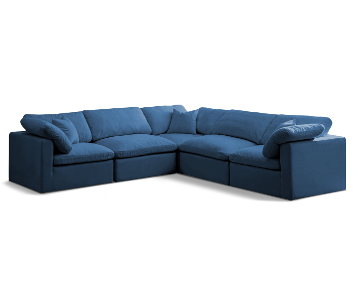 Plush - 5 Piece Modular Corner Sectional - Navy, 105"