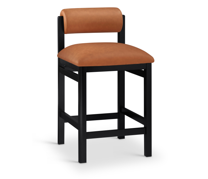 Roundhill - Vegan Leather Upholstered Counter Stool - Cognac - Light Brown