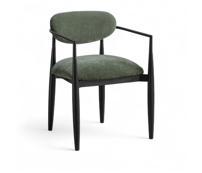 Riccio - Upholstered Dining Arm Chair (Set of 2) - Olive - Dark Green