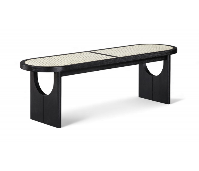 Canovia - Solid Wood And Faux Cane Bench