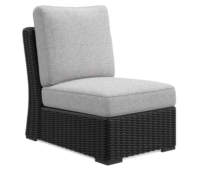Beachcroft Armless Chair With Cushion Black / Light Gray, 24.75"