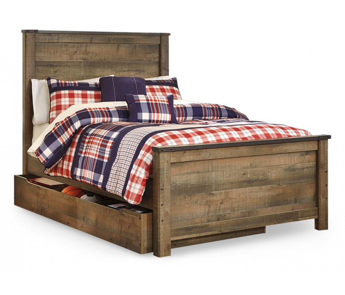 Trinell - Full Panel Bed With 1 Large Storage Drawer - Brown
