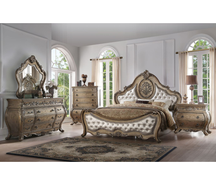 Ragenardus - Queen Bed - PU & Vintage Oak