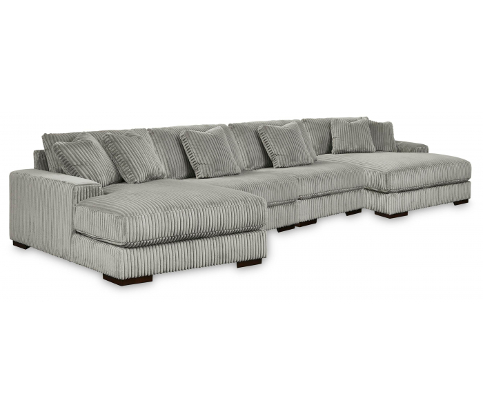 Lindyn 4-Piece Sectional With Double Chaise Fog, 178"