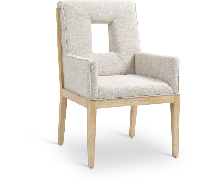 Gwendolyn - Dining Arm Chair With Natural Frame - Cream
