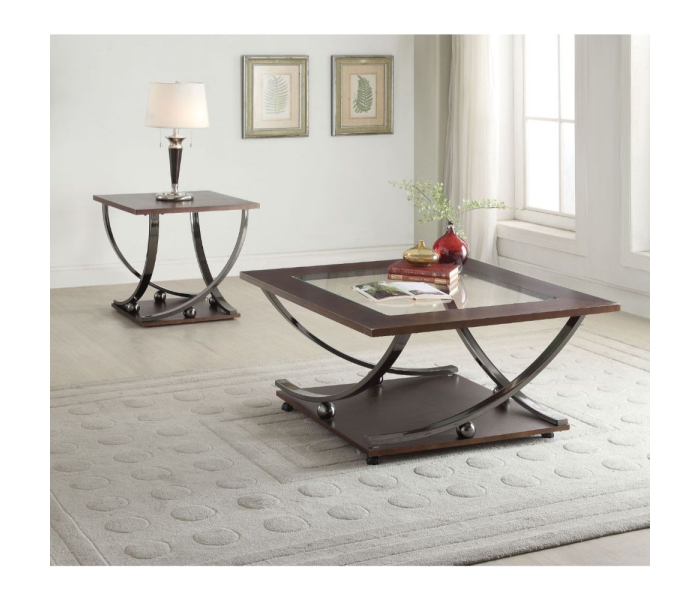 Isiah - Coffee Table - Black Nickel & Clear Glass, 36"
