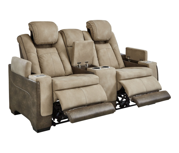 Next-Gen Durapella - Sand - Power Reclining Loveseat With Console/Adj Headrest