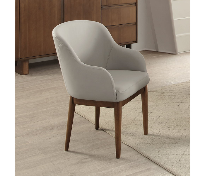 Harvey - Side Chair (Set of 2) - Synthetic Leather & Walnut - Gray