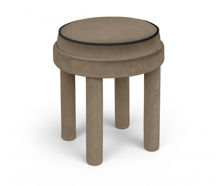 Velin - Velvet Ottoman / Stool - Taupe - Gray