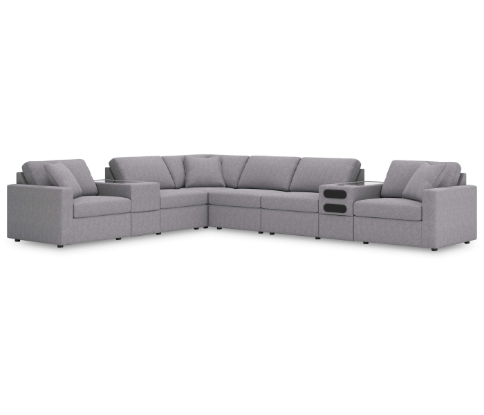 Cozymax - Granite - 8-Piece Sectional With Audio And Storage Consoles, 156"