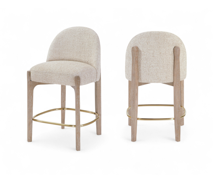 Torino - Fabric Upholstered Counter Stool (Set of 2) - Beige / Brushed Natural - Beige