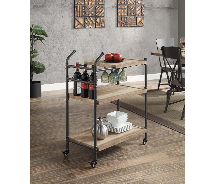 Brantley - Serving Cart - Oak & Sandy Black Finish