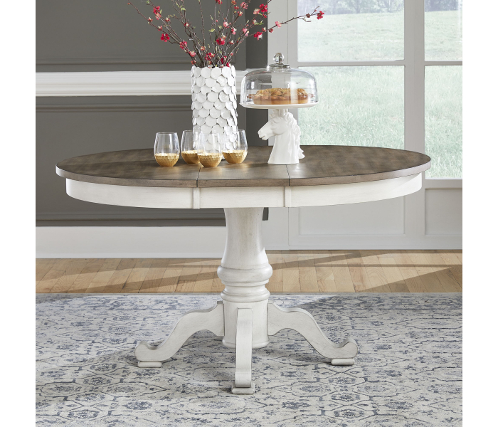 Ocean Isle - Single Pedestal Table Top - Antique White, 42"