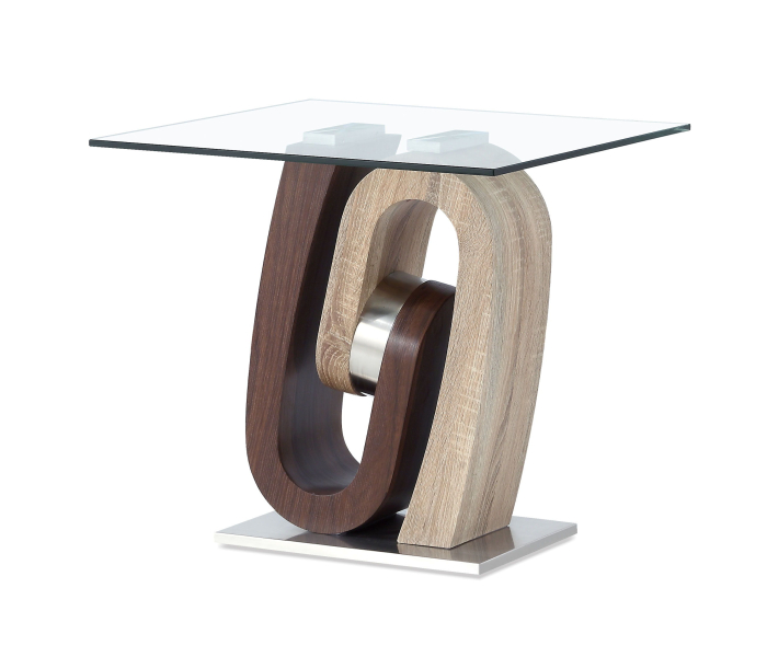 T4126 - End Table - Dark Brown / Oak / Silver - Dark Brown, 23.62"