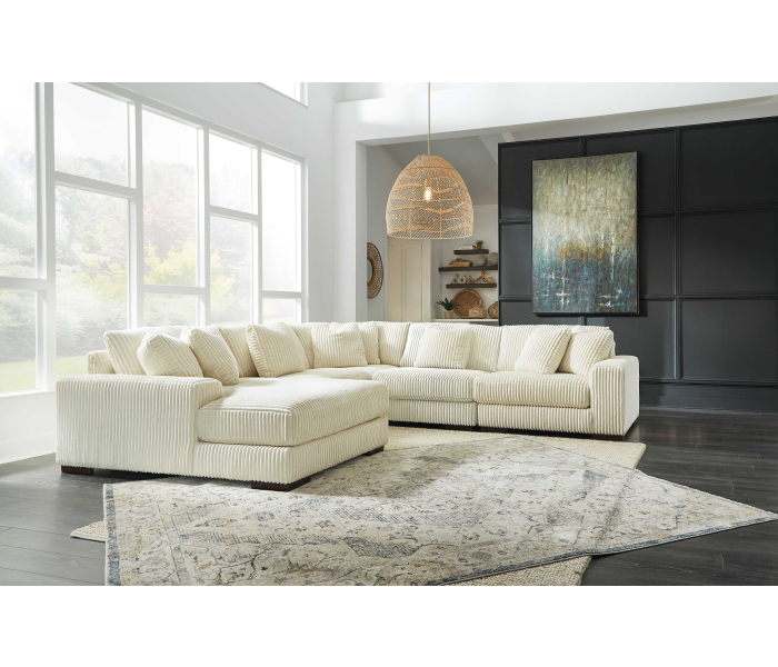 Lindyn - Ivory - Left Arm Facing Corner Chaise 5 Pc Sectional