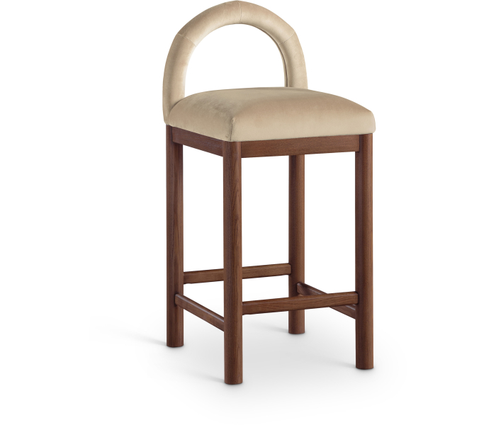 Conrad - Velvet Counter Stool With Brown Legs