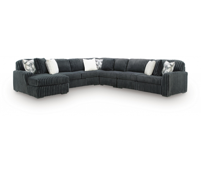 Midnight-Madness 5-Piece Sectional With LAF Corner Chaise And RAF Sofa Gunmetal, 151"