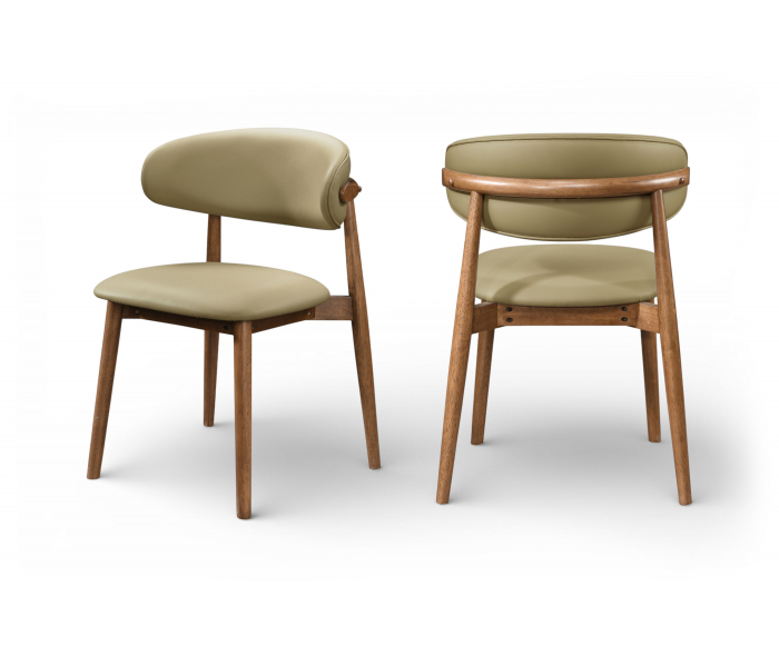 Leesa - Vegan Leather Upholstered Dining Chair (Set of 2) - Khaki - Green