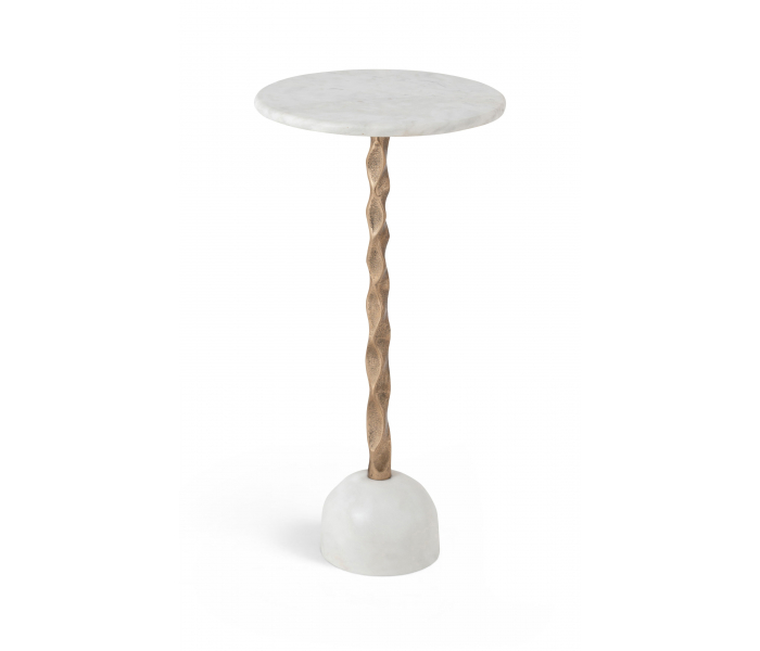 Helix - Genuine Marble Top And Aluminum Base End / Side Table, 12.25"