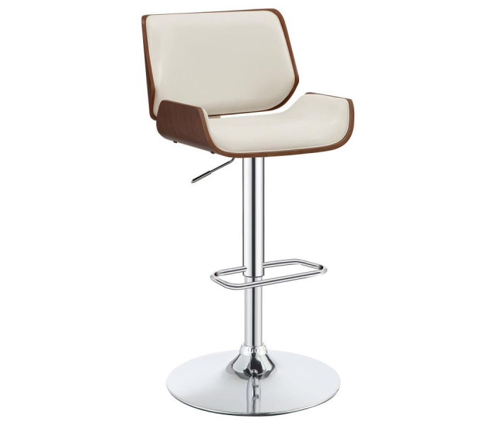 Folsom - Upholstered Adjustable Bar Stool - Ecru And Chrome