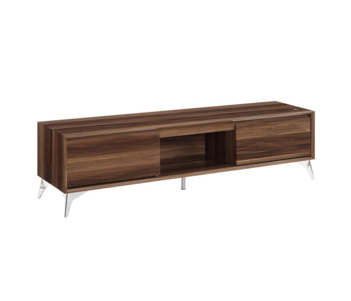 Raceloma - TV Stand - Walnut & Chrome - Dark Brown