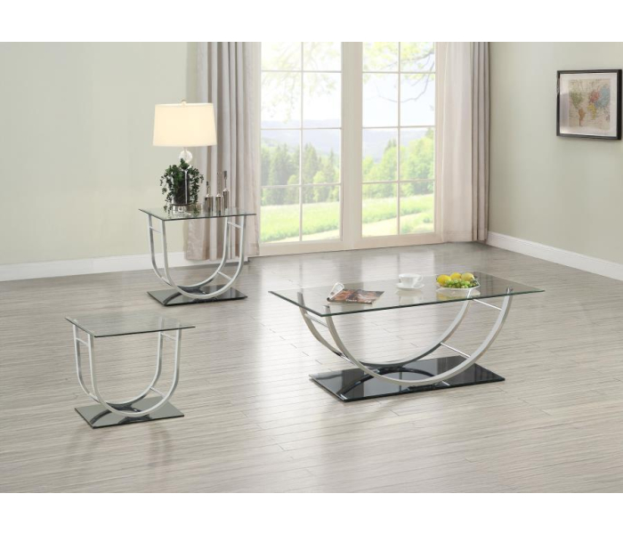 Danville - 3 Piece Glass Top Coffee And End Table Set - Chrome