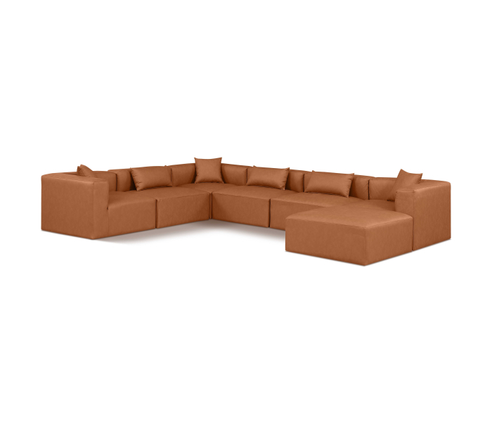 Cube - 7 Piece Modular Sectional - Cognac, 144"