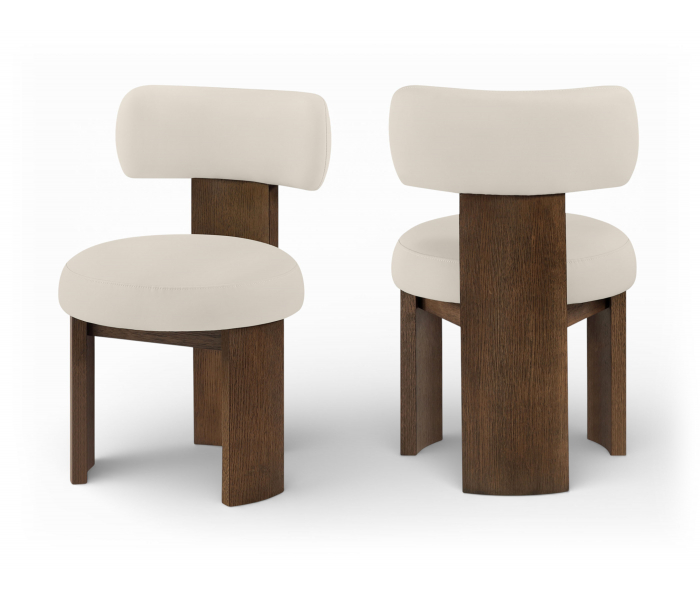 Atelier - Vegan Leather Upholstered Dining Chair (Set of 2) - Taupe / Painted Brown - Beige