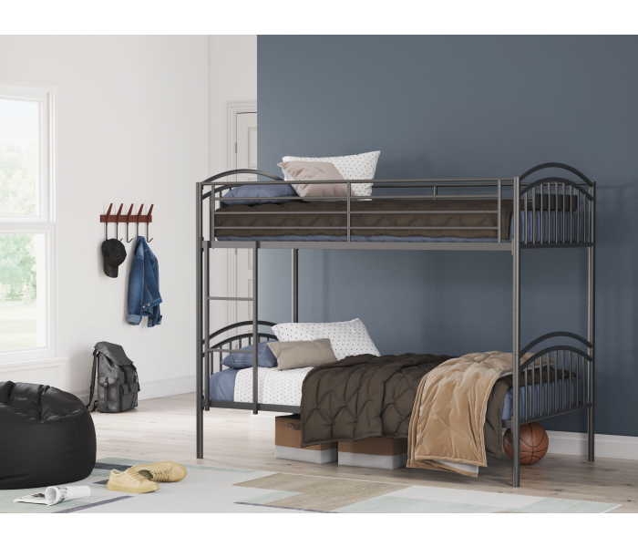 Lanceburg Bunk Bed With Ladder Gray