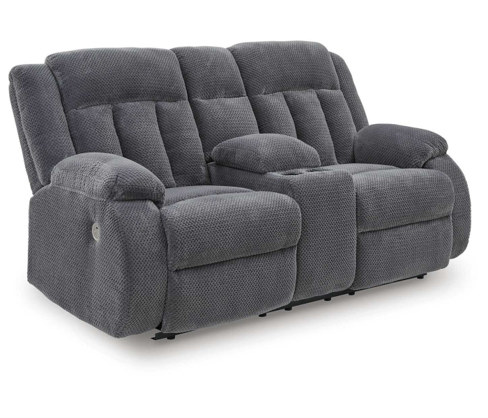 Observation - Steel - Double Reclining Power Loveseat With Console