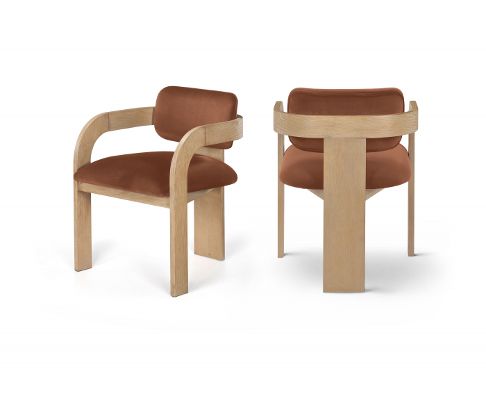 Cedra - Velvet Performance Fabric Upholstered Dining Chair (Set of 2) - Cognac - Dark Brown