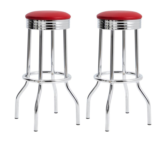 Retro - Upholstered Metal Swivel Bar Stool (Set of 2)