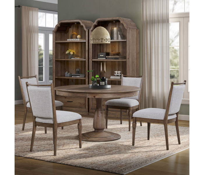 Hickory Grove - Opt 5 Piece Pedestal Table Set - Brown - Light Brown
