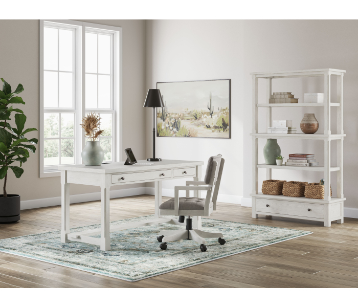 Robbinsdale 3 Pc. Home Office Desk, Home Office Desk Chair, Bookcase Antique White