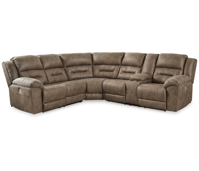 Ravenel - Fossil - 3-Piece Power Reclining Sectional With Raf Power Reclining Loveseat With Console, 106"