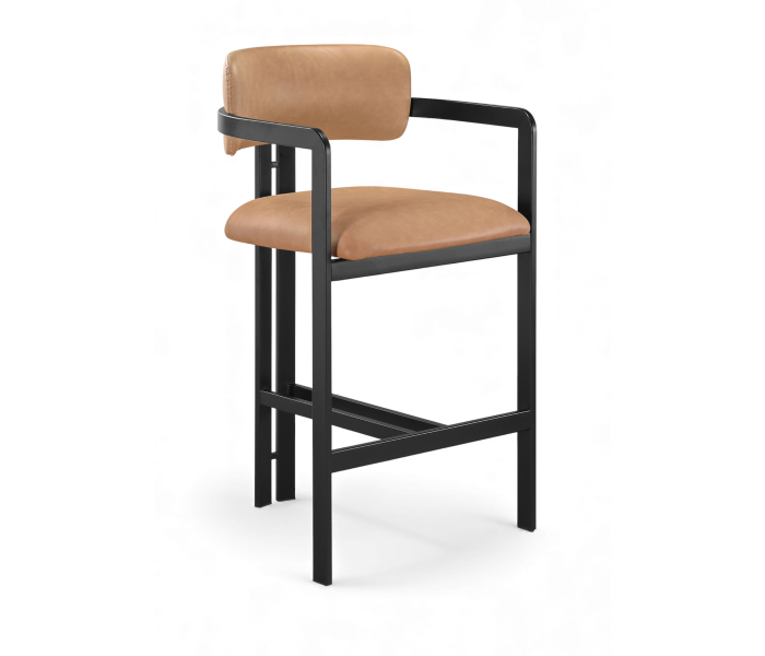 Aurum - Vegan Leather Upholstered Counter Stool - Cognac - Light Brown