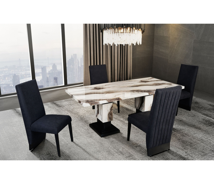 D12 - Dining Table And 6 Dining Chairs - Black / - Black