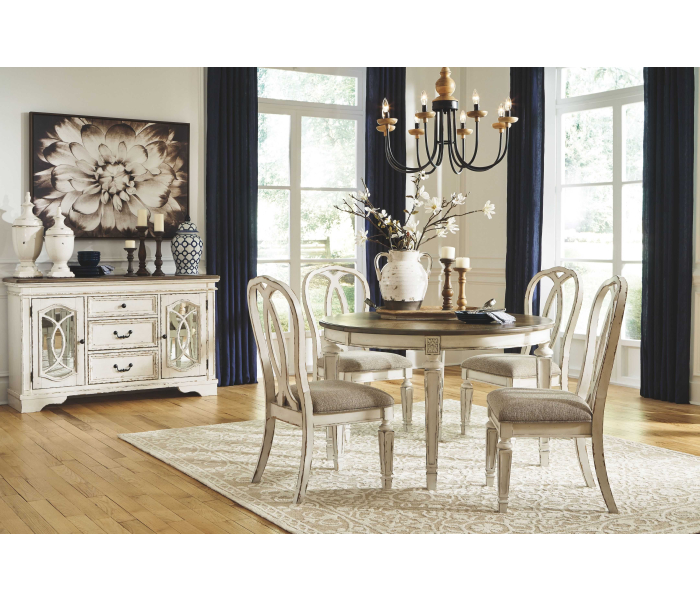 Realyn - White - 5 Pc. - Extension Table, 4 Ribbon Back Side Chairs