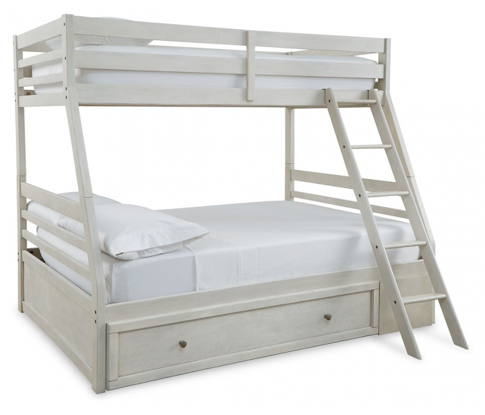 Robbinsdale Twin Over Full Bunk Bed With Storage Antique White